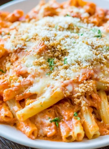 A delicious serving of Five Cheese Ziti Al Forno, inspired by Olive Garden.