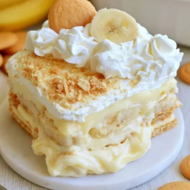 Delicious banana pudding served in a bowl with fresh bananas on top.