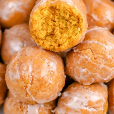 Delicious pumpkin donut holes dusted with cinnamon sugar